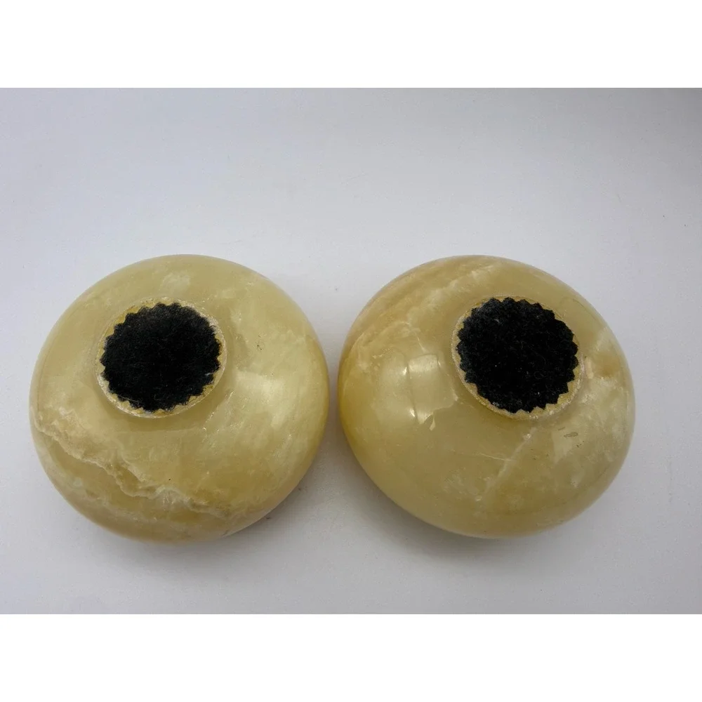 Pair of Alabaster Marble Onyx Votive Holders Trinket Bowls